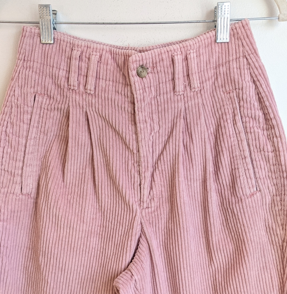 Vintage 90s Corduroy High Rise Pleated Tapered Leg Trousers/Pants - Picture 5 of 14